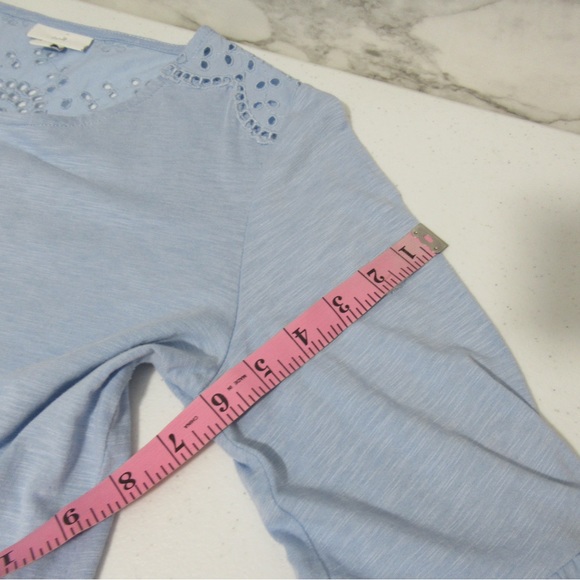 J. Jill Eyelet Bell Sleeve Tunic Top Blue | Size Small - Picture 11 of 16